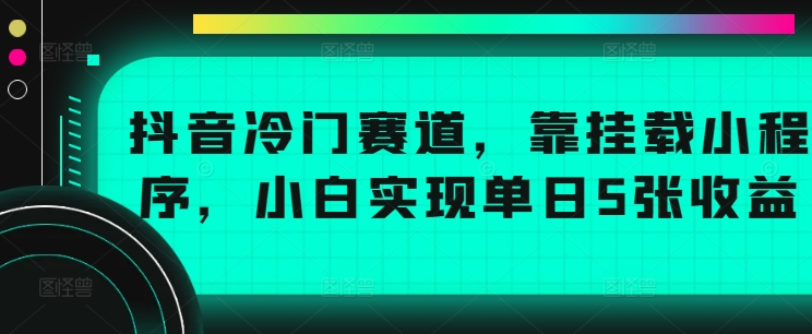 抖音冷门赛道，靠挂载小程序，小白实现单日5张收益-轻创社