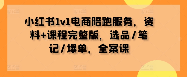 小红书1v1电商陪跑服务，资料+课程完整版，选品/笔记/爆单，全案课-轻创社