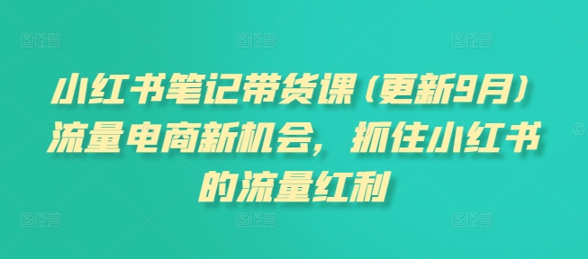 小红书笔记带货课(更新9月)流量电商新机会，抓住小红书的流量红利-轻创社