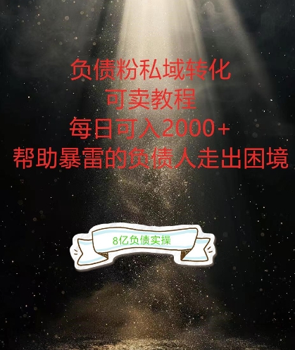 负债粉掘金计划，帮助负债者解决问题，债务规划，债务重组，最好的变现方式【揭秘】-轻创社