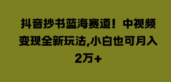 抖音抄书蓝海赛道，中视频变现全新玩法，小白也可月入2W+-轻创社