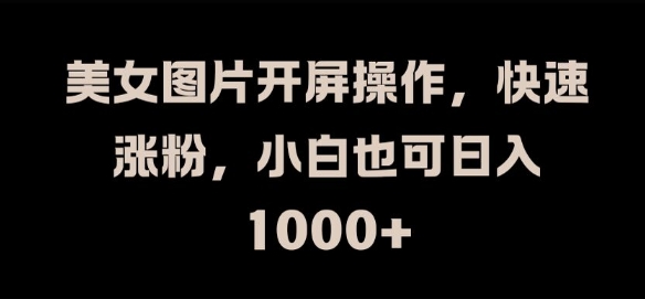 美女图片开屏操作，快速涨粉，小白也可日入1k【揭秘】-轻创社