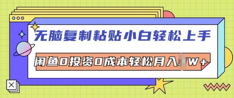 没脑子拷贝新手快速上手，闲鱼0投入0成本费轻轻松松月入W-轻创社