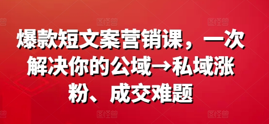 爆品短文案营销课，一次解决你的公域流量→公域增粉、交易量难点-轻创社