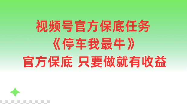 微信视频号官方网最低每日任务，泊车我最牛，官方网最低只要做就会有盈利【揭密】-轻创社