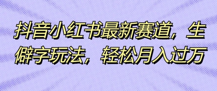 抖音小红书最新生态，不认识的字游戏玩法，轻轻松松月入了万-轻创社