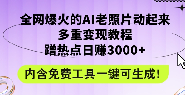 2024年最新生态AI旧照片新项目，非常容易抖音上热门，可全平台操作，使用方便，日入1k-轻创社
