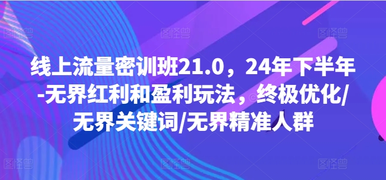 用户流量密训班21.0，24年年底-无边收益和盈利游戏玩法，最终提升/无边关键字/无边精准客户-轻创社