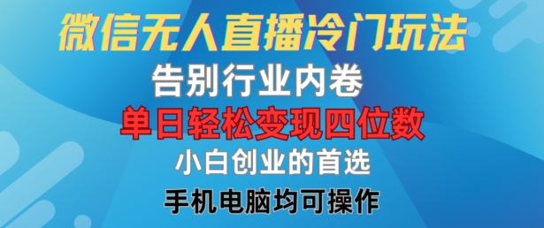 微信无人在线小众游戏玩法，道别业内卷，单日轻轻松松转现四位数，新手的自主创业优选【揭密】-轻创社