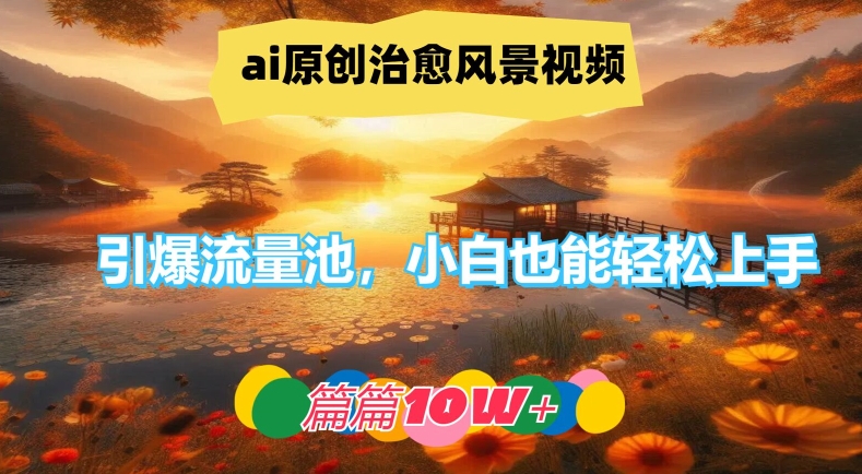 ai原创设计痊愈美景视频，引爆流量池，新手也可以快速上手，每篇10w 【揭密】-轻创社