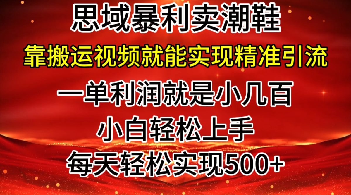 公域卖潮牌鞋子爆利游戏玩法，新手快速上手，日赚多张，轻松，只靠搬运视频就可精准引流方法-轻创社