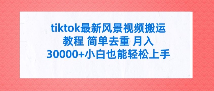tiktok全新景色视频搬运实例教程 简易去重复 月入3W 新手也可以快速上手【揭密】-轻创社