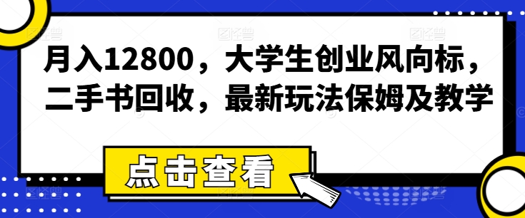 月入12800，学生创业方向标，二手书回收，全新游戏玩法家庭保姆及教学-轻创社