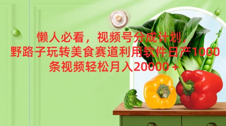 懒人神器必读，微信视频号分为方案，歪门邪道轻松玩特色美食跑道利用计算机，日产100条短视频-轻创社