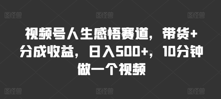 微信视频号人生的感悟跑道，卖货 分为盈利，日入500 ，10多分钟做一个视频-轻创社