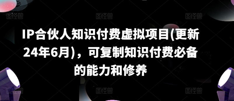 IP合作伙伴社交电商虚拟资源项目(升级24年6月)，复制推广社交电商必不可少能力与涵养-轻创社