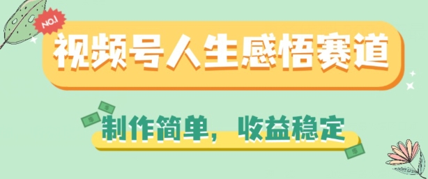 微信视频号人生的感悟跑道，制作简单，收益稳定【揭密】-轻创社