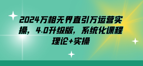 2024万相无边直引万经营实际操作，4.0全新升级，专业化课程内容 基础理论 实际操作-轻创社