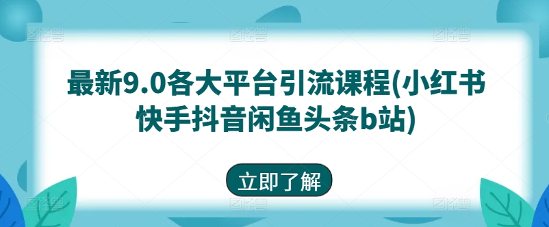 全新9.0各个平台引流课程(小红书的快手抖音闲剁椒鱼头条b站)-轻创社
