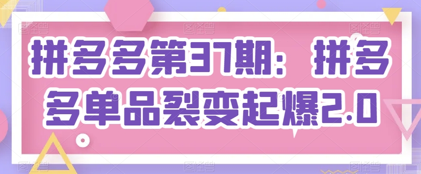 拼多多平台第37期：拼多多平台品类裂变式爆款2.0-轻创社