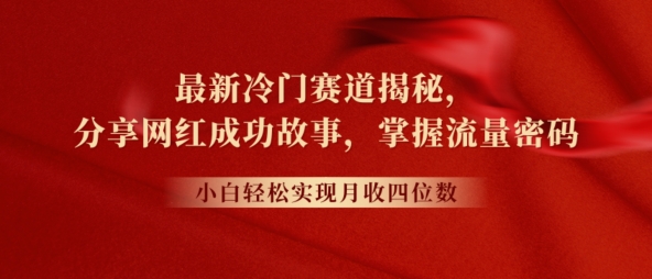 全新小众跑道揭密，分享网红成功的故事，新手快速掌握总流量登陆密码-轻创社