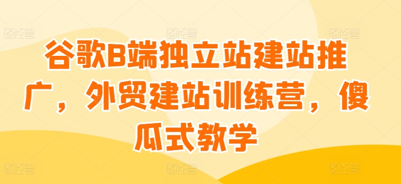 谷歌搜索B端独立站建站营销推广，外贸网站建设夏令营，简单化课堂教学-轻创社