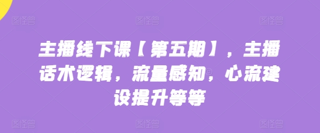 网络主播面授课【第五期】，主播话术逻辑性，总流量认知，心流基本建设提高等-轻创社