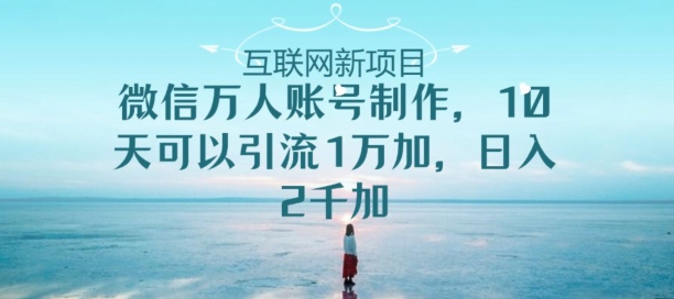 手机微信数万人账户制做，10天可以引流方法1万加日入2千加-轻创社