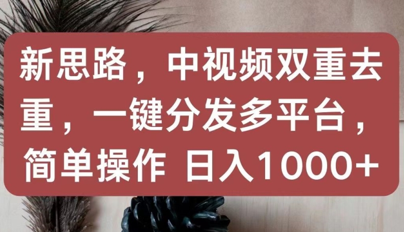 新思路，中视频双重去重，一键分发多平台，简单操作，日入1000+【揭秘】-轻创社