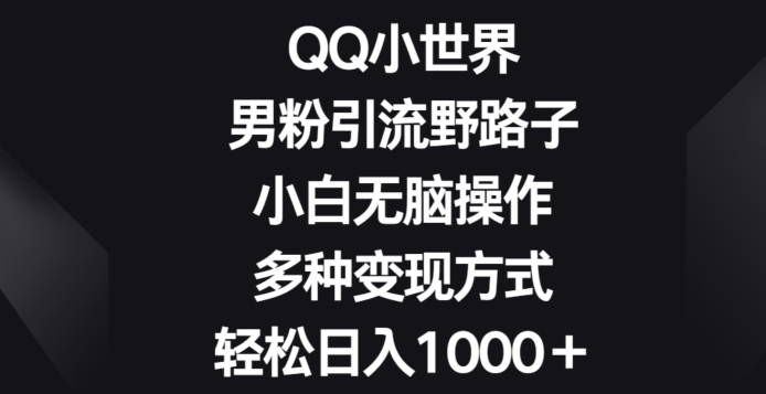 QQ小世界男粉引流野路子，小白无脑操作，多种变现方式轻松日入1000+-轻创社