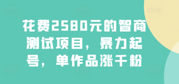 花费2580元的智商测试项目，暴力起号，单作品涨千粉-轻创社