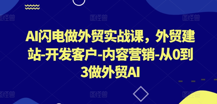 AI闪电做外贸实战课，​外贸建站-开发客户-内容营销-从0到3做外贸AI-轻创社