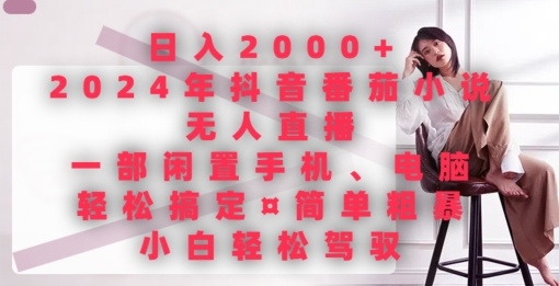 日入2000+，2024年抖音番茄小说无人直播，简单粗暴，小白轻松驾驭-轻创社