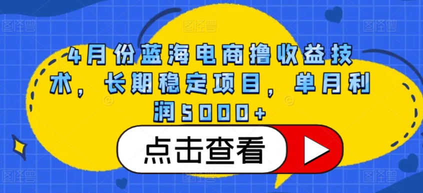 4月份蓝海电商撸收益技术，长期稳定项目，单月利润5000+【揭秘】-轻创社