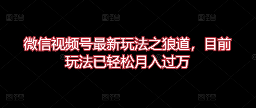 微信视频号最新玩法之狼道，目前玩法已轻松月入过万【揭秘】-轻创社
