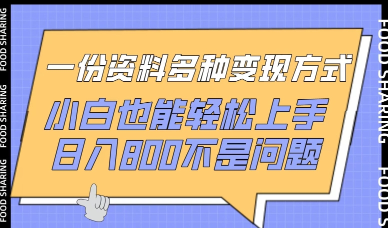 一份资料多种变现方式，小白也能轻松上手，日入800不是问题【揭秘】-轻创社