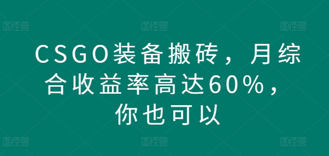 CSGO装备搬砖，月综合收益率高达60%，你也可以-轻创社