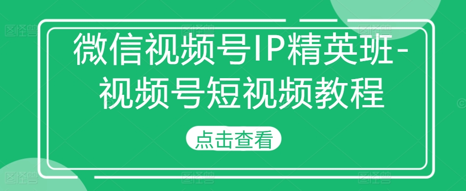 视频号IP精英班-微信视频号短视频教程-轻创社
