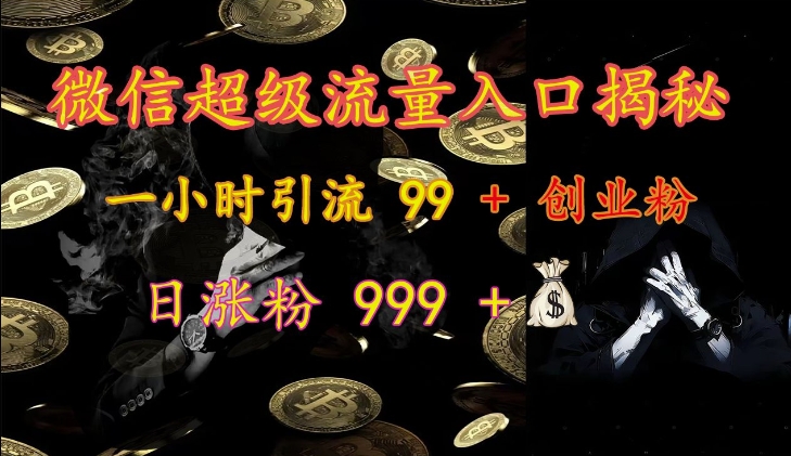 手机微信非常流量来源揭密：一小时引流方法 99   自主创业粉，日增粉 999-轻创社