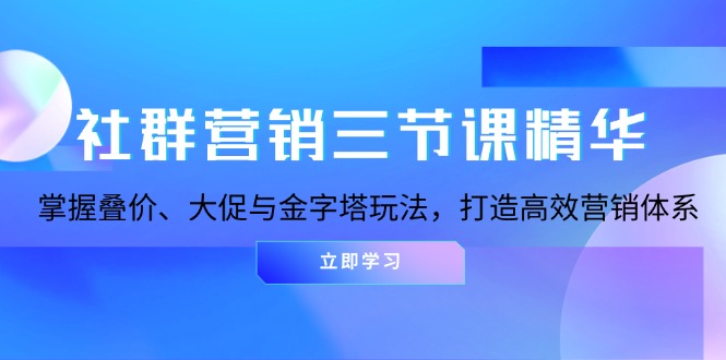 社群运营三节课精粹：把握叠价、大促销与金字塔式游戏玩法，打造高效市场营销体系-轻创社