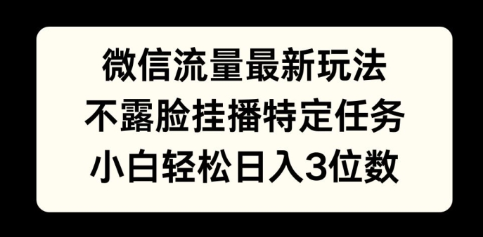 数据流量全新游戏玩法，不露脸直播游戏，新手轻轻松松日入3个数-轻创社